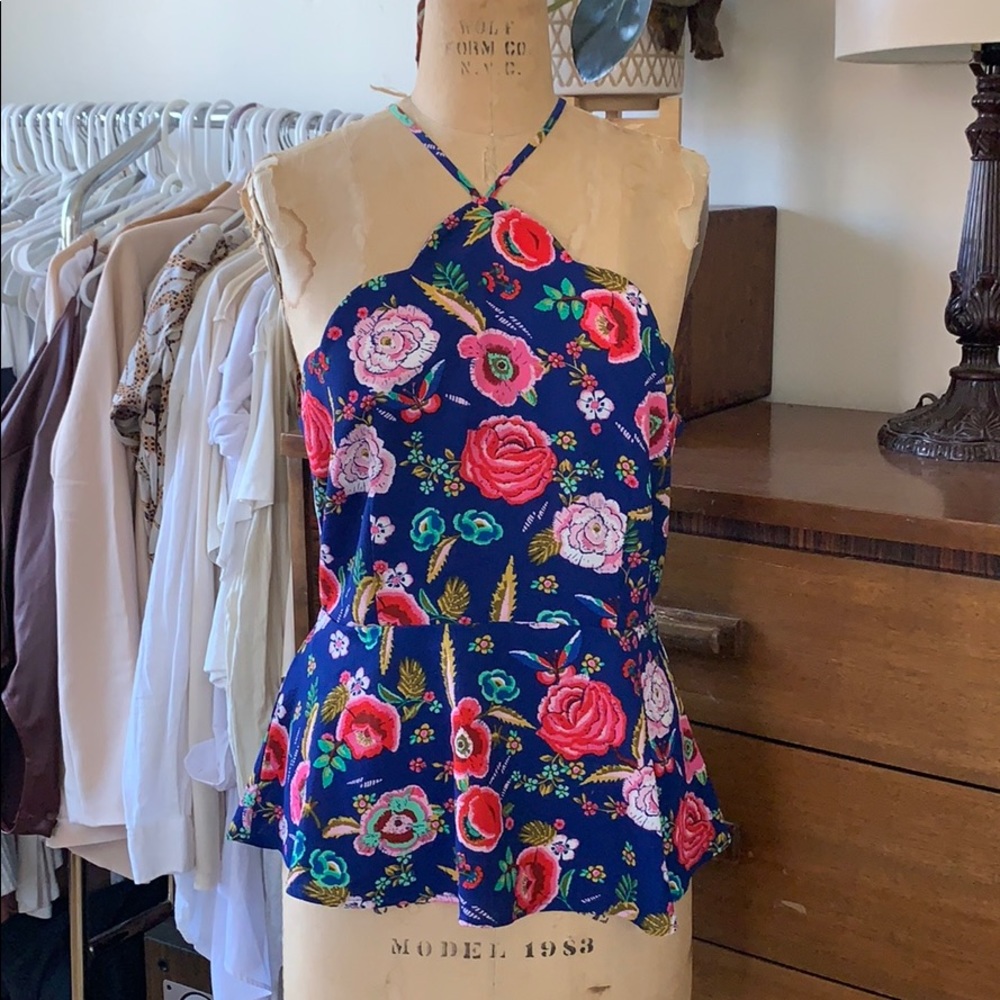 V neck babydoll floral tank top